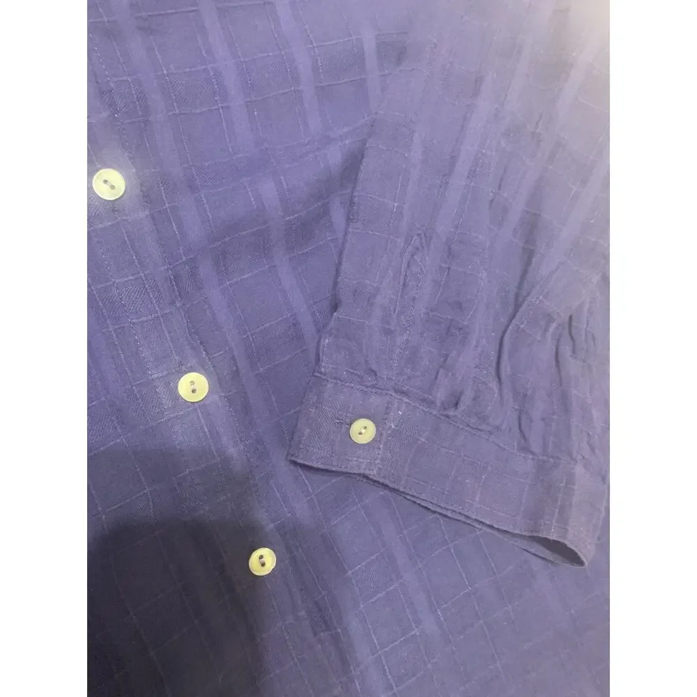 J Jill Navy Semi Sheer Tunic Button Up 3X 100% Cotton Beachy Lightweight - Picture 8 of 11